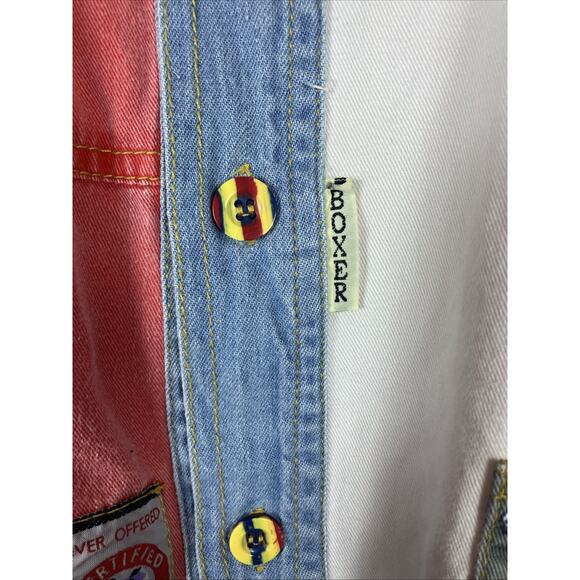 Vintage Boxer Americana Shirt Mens XL Red White Blue Button-Up Patriotic - Picture 8 of 15